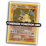 Tokenized Pokemon Card cover is made by Cryptoforold and using charizard 120hp card image